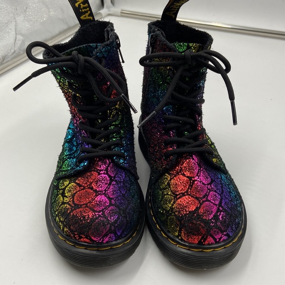 Dr Martens 1460 Pascal Glitter Kids Size US 13 Rainbow Ankle Boots - Picture 2 of 12
